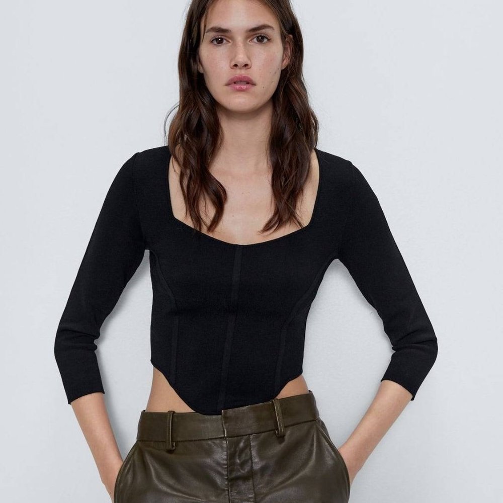Zara Cropped Knit Sweater